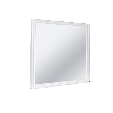 Umi 39 X 39 Dresser Mirror, Molded Design Solid Wood White Square Frame