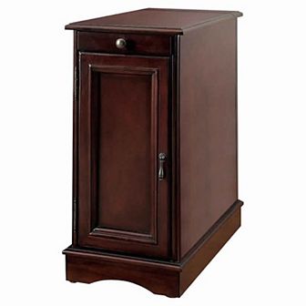 Highly Functional Sleek Transitional Side Table With Usb, Cherry