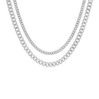 PRIMROSE Double Curb Chain Necklace Set