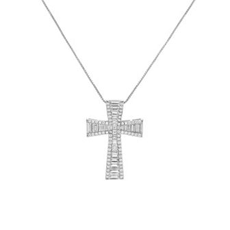PRIMROSE Silver Tone Pave Cubic Zirconia Cross Pendant Necklace