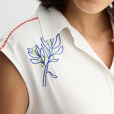 Women's Sonoma Goods For Life® Embroidered Summer Sleeveless Shirt