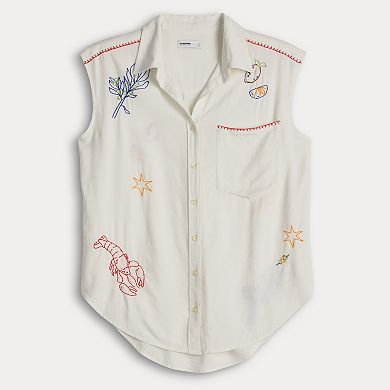 Women's Sonoma Goods For Life® Embroidered Summer Sleeveless Shirt