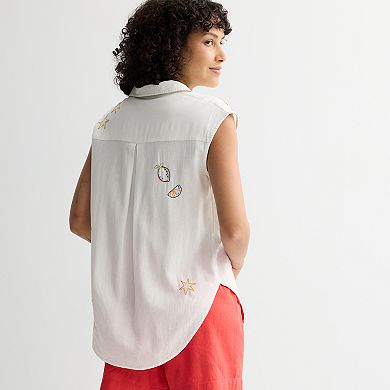 Women's Sonoma Goods For Life® Embroidered Summer Sleeveless Shirt