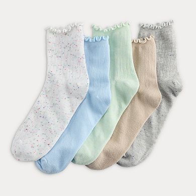 Women's Sonoma Goods For Life 5-Pack Nep Lettuce Edge Ankle Socks