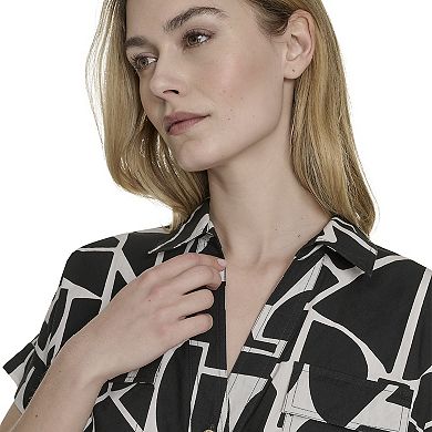 Women's La Nouvelle Renaissance Short Sleeve Cotton Shirt Dress