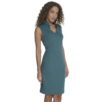 Women's Andrew Marc Sleeveless Ruffle V Neck Sheath Dress