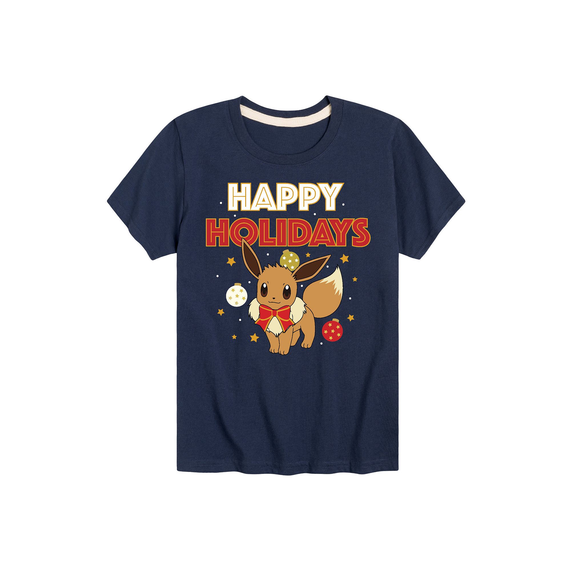 Boys 8-20 Pokémon Happy Holidays Evee Graphic Tee, Boys, Size: Small, Blu