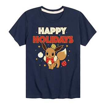 Boys 8-20 Pokémon Happy Holidays Evee Graphic Tee