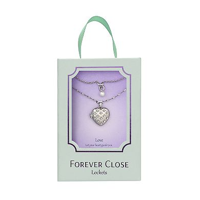 Forever Close 2-pc. Fine Silver Plated Simulated Pearl & Heart Locket Necklace Set