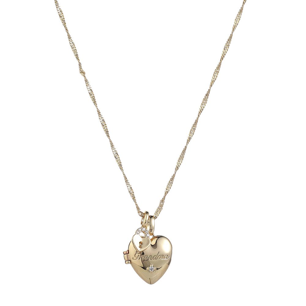 Forever Close 14k Gold Flash Plated Cubic Zirconia Heart Padlock Charm ...
