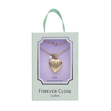 Forever Close 2-pc. 14k Gold Flash Plated Simulated Pearl Charm & Diamond Cut Heart Locket Necklace Set