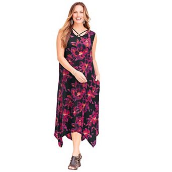 Catherines Women's Plus Size Anywear Reversible Crisscross V-Neck Maxi Dress