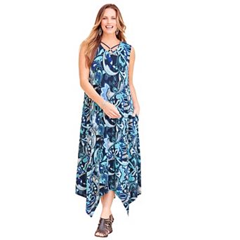 Catherines Women's Plus Size Anywear Reversible Crisscross V-Neck Maxi Dress