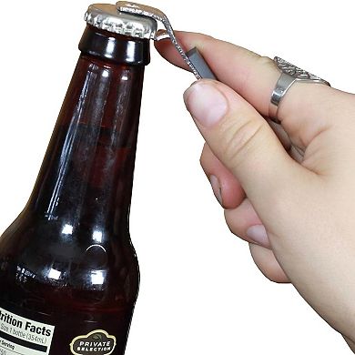 Durable Plated Iron Bottle Opener/Can Tapper with Magnet, 4.5 inches in length, Gray