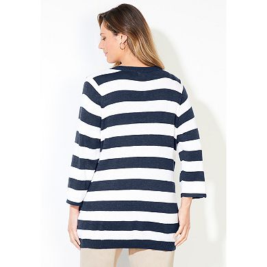 Catherines Women's Plus Size Liz&Me Corded Lace-Up Pullover