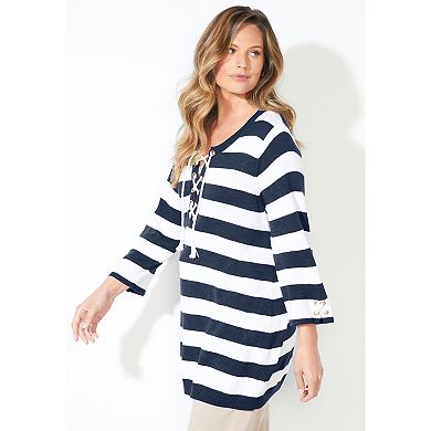 Catherines Women's Plus Size Liz&Me Corded Lace-Up Pullover