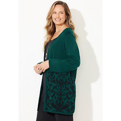 Catherines Women's Plus Size Jacquard Cardigan