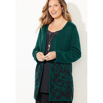 Catherines Women's Plus Size Jacquard Cardigan