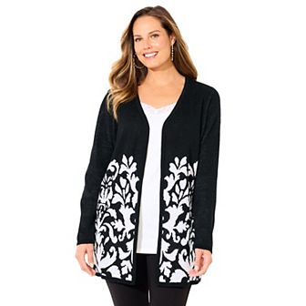 Catherines Women's Plus Size Jacquard Cardigan