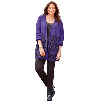 Catherines Women's Plus Size Jacquard Cardigan