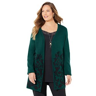 Catherines Women's Plus Size Jacquard Cardigan