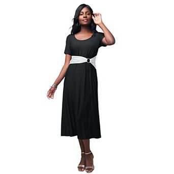 Jessica London Women's Plus Size Buckle Midi Dress