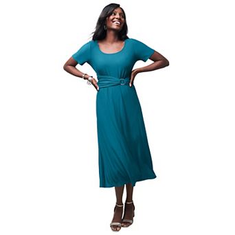 Jessica London Women's Plus Size Buckle Midi Dress