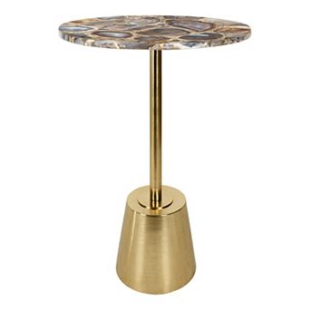 Tira Round Metal and Wood Side Table