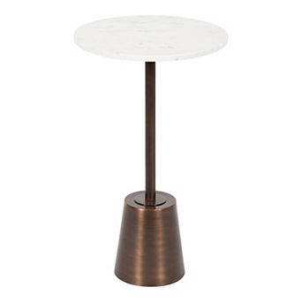 Tira Round Metal and Wood Side Table