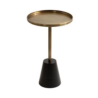 Tira Round Metal and Wood Side Table