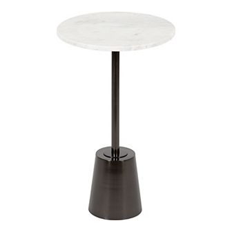 Tira Round Metal and Wood Side Table
