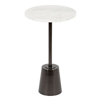 Tira Round Metal and Wood Side Table