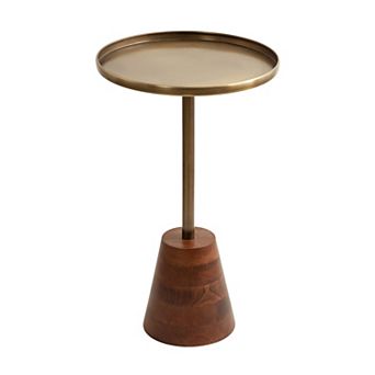 Tira Round Metal and Wood Side Table