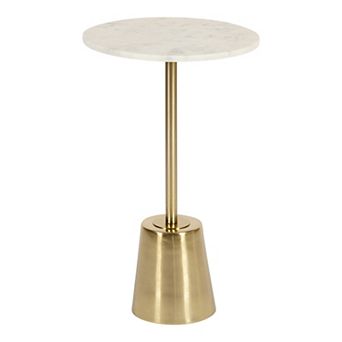 Tira Round Metal and Wood Side Table
