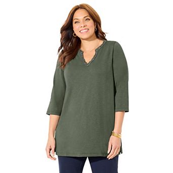 Catherines Women's Plus Size Petite Harborview Eyelet Top