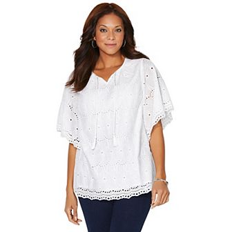 Catherines Women's Plus Size Petite Harborview Eyelet Top