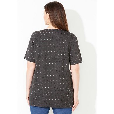 Catherines Women's Plus Size Suprema Embroidered Scoopneck Tee