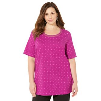 Catherines Women's Plus Size Suprema Embroidered Scoopneck Tee