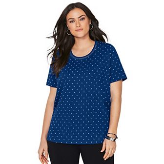 Catherines Women's Plus Size Suprema Embroidered Scoopneck Tee