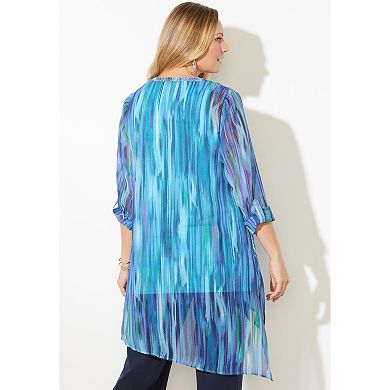 Catherines Women's Plus Size Beaded Beauty Asymmetrical Tunic