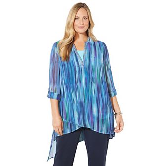 Catherines Women's Plus Size Beaded Beauty Asymmetrical Tunic