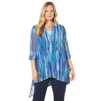 Catherines Women's Plus Size Beaded Beauty Asymmetrical Tunic