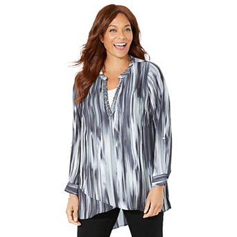 Catherines Women's Plus Size Beaded Beauty Asymmetrical Tunic