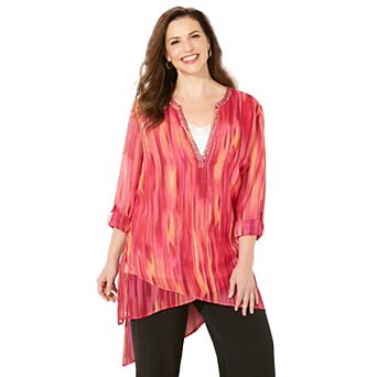 Catherines Women's Plus Size Beaded Beauty Asymmetrical Tunic