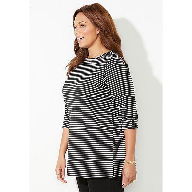 Catherines Women's Plus Size Suprema Boatneck Tunic Top