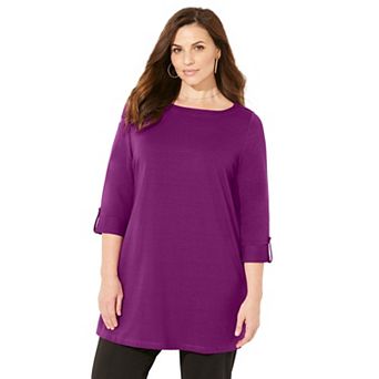 Catherines Women's Plus Size Suprema Boatneck Tunic Top