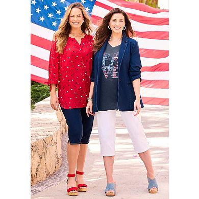 Catherines Women's Plus Size Petite Stars & Shine Tee