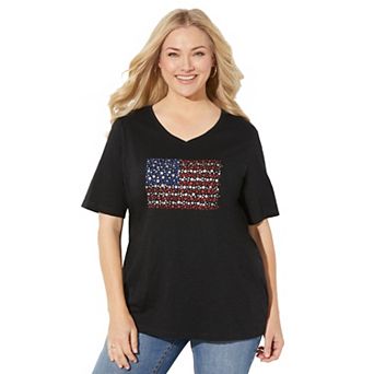 Catherines Women's Plus Size Petite Stars & Shine Tee