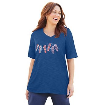 Catherines Women's Plus Size Petite Stars & Shine Tee