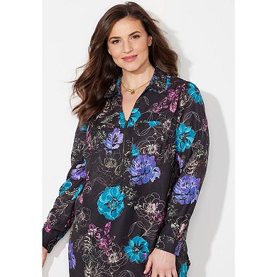 Catherines Women's Plus Size Petite Breezeway Half-Zip Tunic